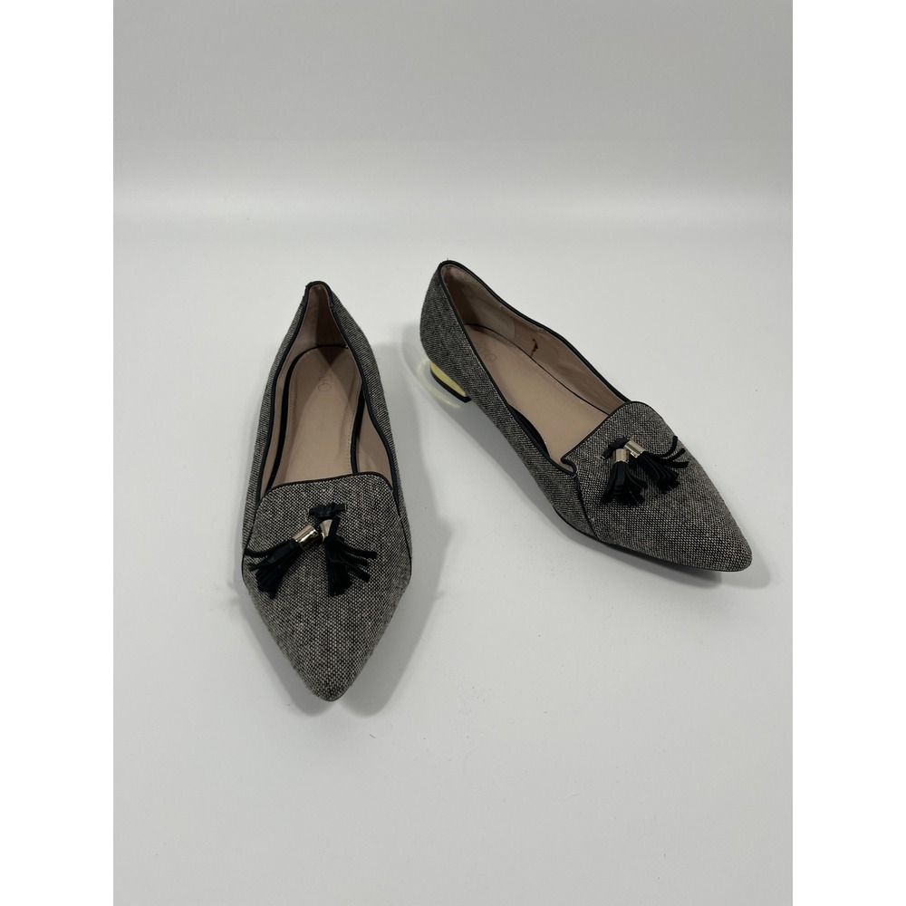 Cato Womens Pointed Toe Flats 11 Grey Tassel Preppy Office Chic Capsule Wardrobe